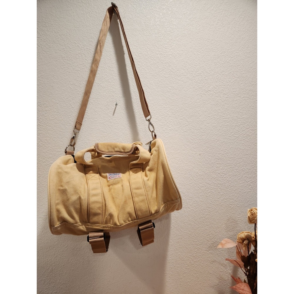 Benny Gold Canvas Duffel Bag Tan Workwear Travel‎ Gym Carryall YKK Zipper 21"